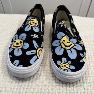 Vans Classic Slip-On Trippy Grin Floral Black Blue Sneakers